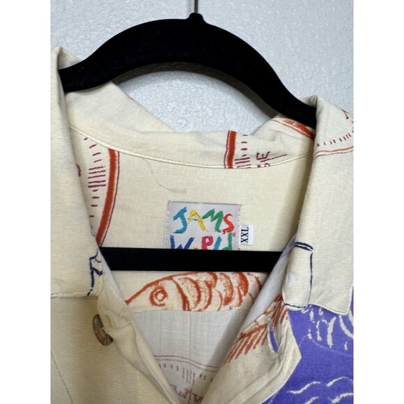 Jams World Mens Hawaiian Shirt XXL Rare Rayon S/S Beach Boat Vacation Print - Picture 2 of 3